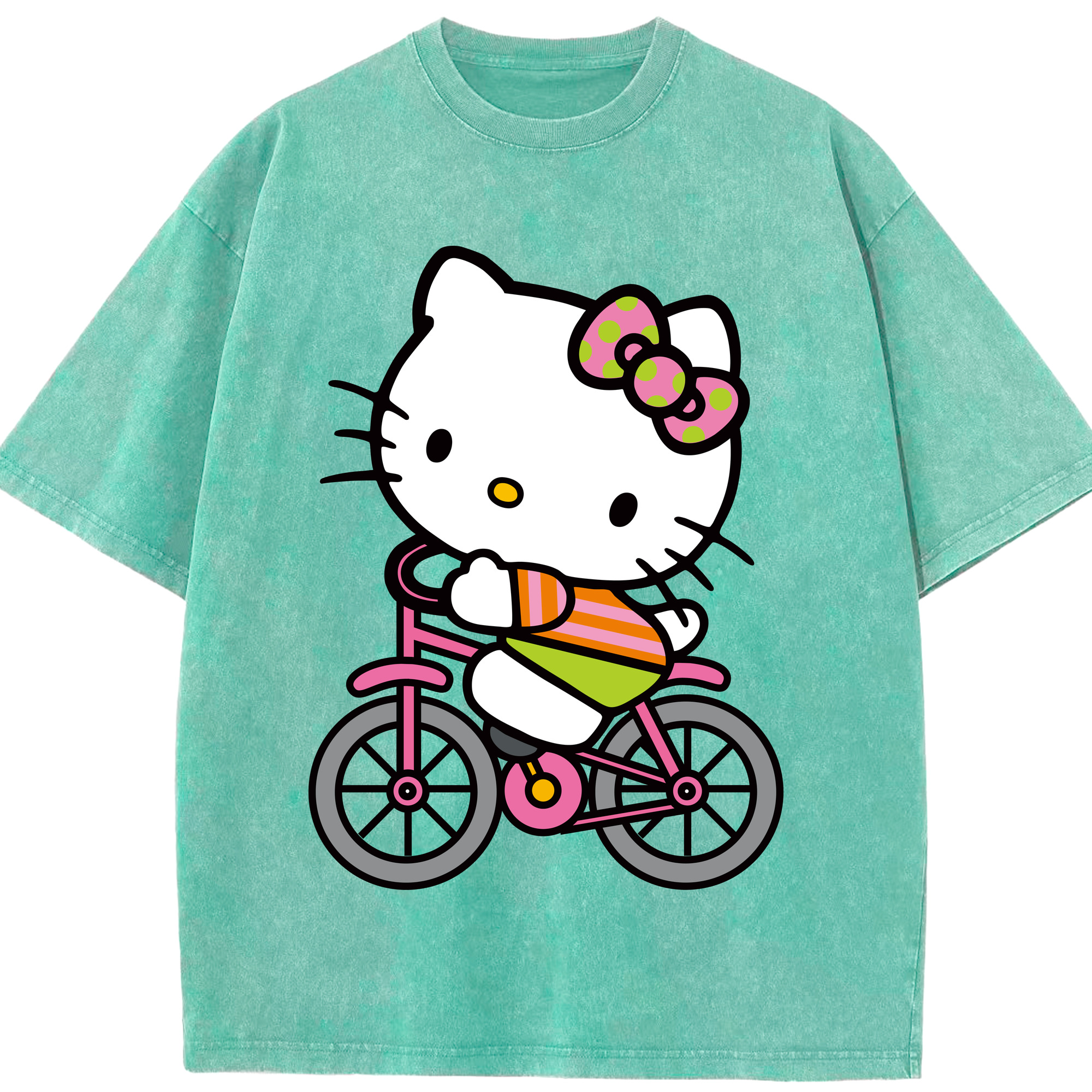 （画像用） Hello Kitty ハローキティ 綿100% ヴィンテージ風 半袖Tシャツ（フロントプリント）